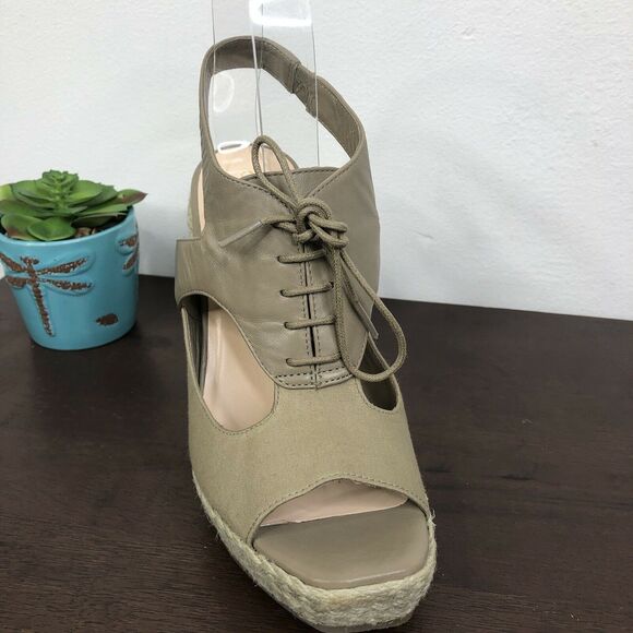 Cole Haan Air Heath Wedge Lace Up Slingback Leather Textile Open Toe Sandal 6B - Picture 8 of 9